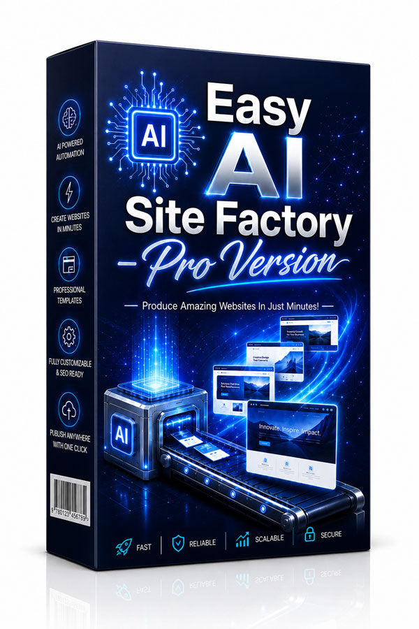 Easy AI Site Factory Pro Version: AI Super Prompt System for Website Layouts, Design Concepts &amp; Multi-Niche Frameworks (PLR)